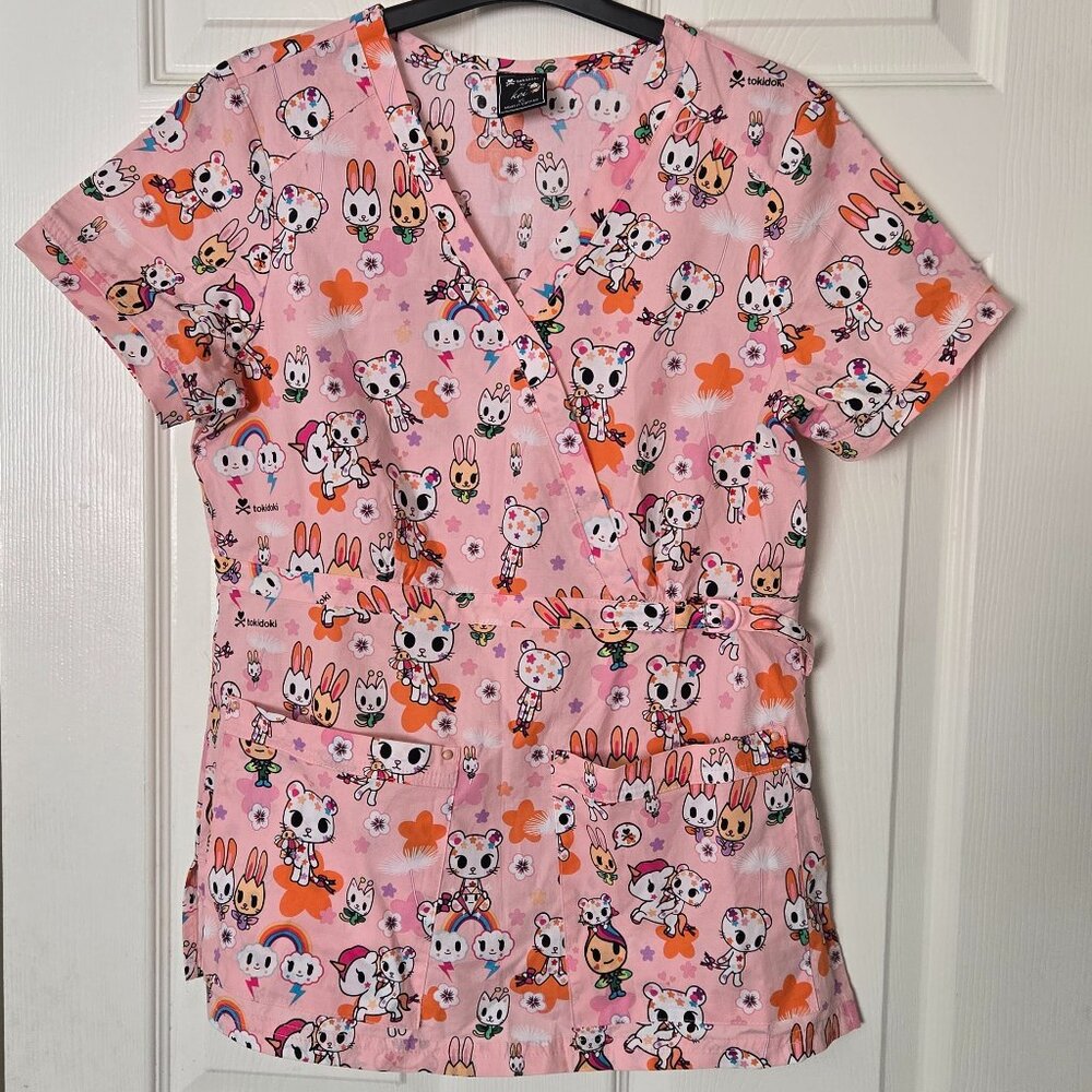 Tokidoki by Koi Pink Animals Women's Scrub Top XS